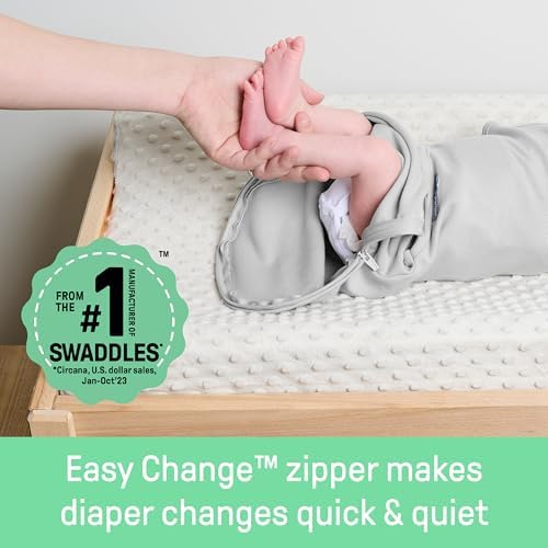 SwaddleMe by Ingenuity Easy Change Baby Swaddle in Size Small/Medium, 0-3 Months, 7-14 Pounds, 12-Pack with Easy Change Zipper - Little Bees - Image 2