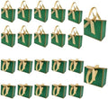 TKSBAG 100 PCS Small Green Gold Gift Bags with Bow Ribbon - 6.4x3.1x5.1 Inch Thank You Bags with Handles, Bulk for Baby Shower, Bridal Shower, Wedding, Party Favors, Mother's Day by TKSBAG