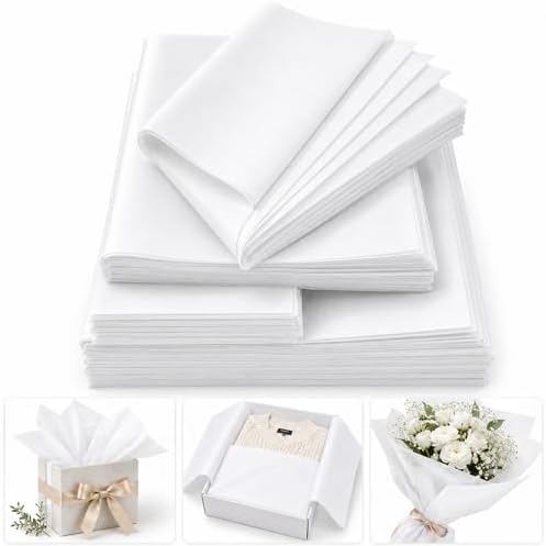 500 Sheets White Tissue Paper in 3 Sizes for Rosh Hashanah Gift Wrapping by Qilery