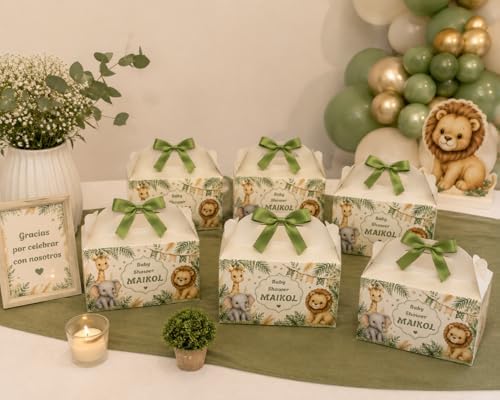 Personalized Baby Shower Keepsake Boxes. A set of 12 boxes personalized with the baby's name to add a special touch to your celebration. (Safari) - Image 3