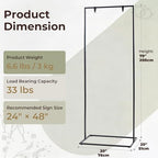 Wedding Welcome Sign Stand, 79" Extra-Tall Height - Black Metal Sign Holder with 6 Leather Straps, Easel Stand for Seating Charts & Event Décor - Image 2