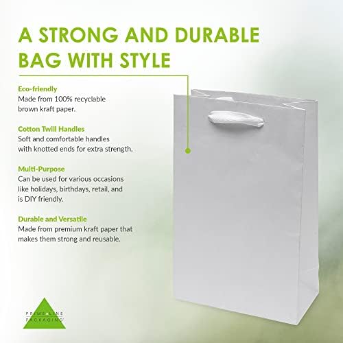 Prime Line Packaging Kraft Gift Bags, Paper Gift Bags Mini with Handles for Baby Showers, Christening, Weddings, Holidays, Party Favors, Shopping, Bulk, 6x3x9, 50 Pack - Image 2
