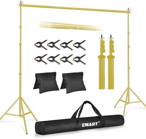 EMART Backdrop Stand 10x10FT Adjustable Back Drop Stand for Party -Gold by EMART
