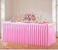 Pink Polyester Table Cloths for Rectangle 6 Foot Tables, 1 Pack Wrinkle Free Tablecloths Stretchy Banquet Ruffle Fitted Table Cover Desk Skirt for Parties Wedding Birthday Baby Shower by Unknown