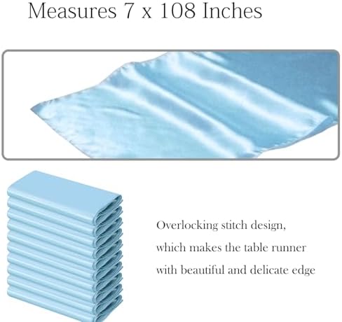 50 Pack Baby Blue Chair Sashes Bows Satin Wedding Chair Ribbons 7x108 Inch - Image 2