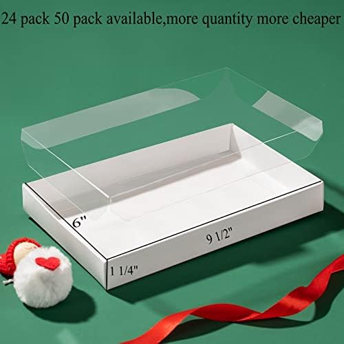 RomanticBaking 50 Pack Small Cookies Boxes with Window 9 1/2" x 6" x 1 1/4" Pastry Bakery Boxes for Macaron,Cakesicle,ricek rispy treats, Browine - Image 4