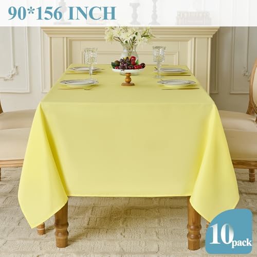 VidaFete 10 Pack 90 * 156inch Yellow Rectangle Tablecloth for 8ft Tables - Image 4