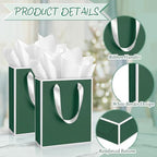 Yeaqee 50 Pack Metallic Paper Gift Bag Bulk with Handle, Green, White - Image 3