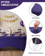 Fixwal 6 Pack 6FT Purple Tablecloth Rectangle Spandex Fitted Table Cover - Image 4