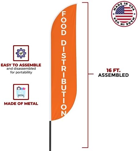Food Distribution Sign Feather Flag Pole Kit for Outdoor by Mavis Printing|15 FEET Long Polyester Outdoor Banner Flag Easy Hang|HD Print Swooper Flag Pole Mount to Celebrate Food Distribution - Image 5