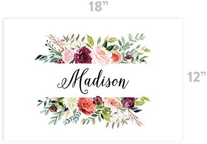 Andaz Press Custom Personalized Disposable Paper Placemats, 12 x 18 Inch, Set of 25, Custom Peach and Burgundy Floral, Tableware, Dining, Table Setting for Wedding, Bridal Shower, Baby Shower, Holiday - Image 3