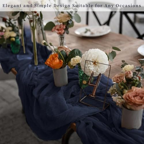 20 Pack Navy Blue Cheesecloth Table Runner 10FT Boho Fabric Rustic Cheese Cloth Table Runner for Wedding Bridal Shower Baby Shower Gauze Sheer Birthday Party Table Decorations 20 x 120 Inch Long - Image 7