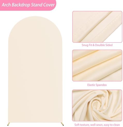 Putros Arch Backdrop Stand and Cover Set, 6.6ft Arch Stand with Beige Cover - Image 4