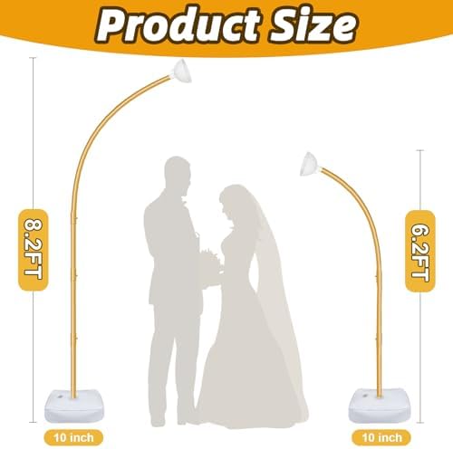 8.2FT & 6FT Balloon Arch Kit, Half Arch Balloon Stands for Floor, Gold - Image 2