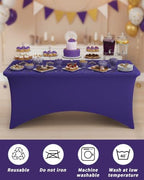 Fixwal 6 Pack 6FT Purple Tablecloth Rectangle Spandex Fitted Table Cover - Image 6
