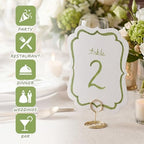 Eaasty 20 Pcs Watercolor Table Numbers 1-20 with Holders for Wedding, Green - Image 3