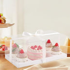 JCD 9 Pcs Clear Cupcake Boxes Combo,Cakes and Cupcakes Box 1+4 Bento Box Clear Bento Cakes Boxes Fit 4 Cupcake and 1 Mini Cake for Valentine Wedding Birthday(1+4/9Pcs) - Image 5