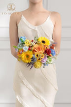 TINGE TIME Rainbow Artificial Flowers Combo, Rose Dahlia Wedding Flowers - Image 4