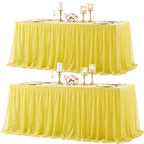 HB HBB MAGIC Yellow Table Cloth Spandex Table Covers 6ft Fitted Tulle Tablecloth Rectangular Desk Skirt Stretch Table Cloths Covers Party Banquet Birthday Baby Shower Wedding Table Cloth, 2 Pack by HBBMAGIC