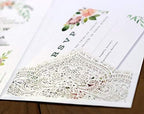 20Pcs Laser Cut Pocket Wedding Invitation Covers, 4.9×7 Inch Trifold Lace Floral Invitation Sleeves with Envelopes personalized wedding invitations(White, 20 Pcs Customized Printed) - Image 5