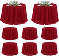 sancua 8 Pack Christmas Red Round Tablecloth 120 Inch Fit 48-96 Inch Tables by sancua