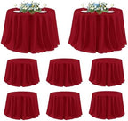 sancua 8 Pack Christmas Red Round Tablecloth 120 Inch Fit 48-96 Inch Tables by sancua