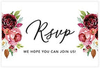 Andaz Press 56-Pack Personalized RSVP Postcards for Wedding Burgundy Florals Cardstock Response Reply Cards for Bridal Shower Baby Shower Birthday Event Custom Date and Return Address 4 x 6-Inch by AndazPress