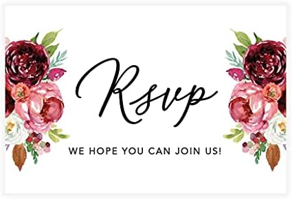 Andaz Press 56-Pack Personalized RSVP Postcards for Wedding Burgundy Florals Cardstock Response Reply Cards for Bridal Shower Baby Shower Birthday Event Custom Date and Return Address 4 x 6-Inch by AndazPress