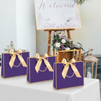 Silkfly 24 Pcs Paper Gift Bags with Handles & Bow Ribbon, Purple, Gold - Image 6