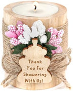 10 wooden Tealight Candle Holders for Baby Christening Party Favors, Gifts for Guests, Gender Reveal Party Gifts, Baby Girl Gender Reveal. (Light pink) by JusFavors