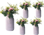 Lavender Bridal Shower Decorations | Set of 5 Table Centerpieces | Quart 32 oz Painted Mason Jars | Baby Shower Centerpiece Table Decorations | Engagement Party Decor (5 Lavender w/Greenery/Pink) by VivasFlowerShop