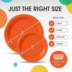 Party Solids Exquisite Orange Paper Plates Disposable Heavy Duty 200 Pcs - 100-7 & 100-9 Orange Disposable Plates for Party Heavy Duty 350 GSM for Birthday Supplies - Image 3
