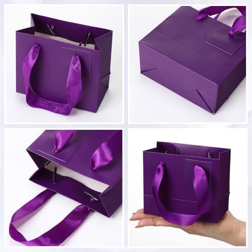 Zhanmai 4.7 x 2.4 x 3.9 Inch 100 Pcs Mini Gift Bags Bulk, Purple - Image 4