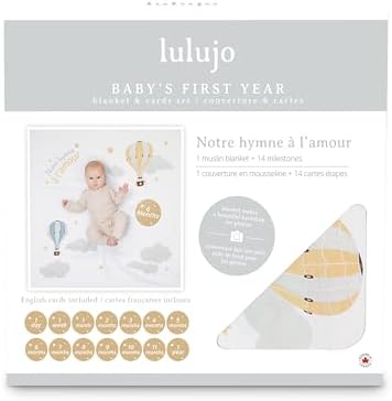 Lulujo Baby's First Year Milestone Blanket and Card Set, 40" x 40", Notre L'Hymne A L'Amour - Image 2