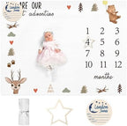 Personalized Baby Milestone Blanket for Boys Girls Baby Month Blanket- First Year Calendar Monthly Growth Chart - Deer Print Halloween Birthday Gifts for Infant Todder(FixedSize) by Dyoart