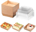 100 Pcs Small Charcuterie Boxes with Clear Lids - To Go Paper Rectangle Charcuterie Box, Disposable Food Containers, 5Inch Dessert Boxes for Cookie, Cake Slice Strawberries (Brown) by Unknown