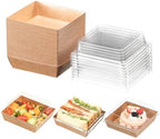 100 Pcs Small Charcuterie Boxes with Clear Lids - To Go Paper Rectangle Charcuterie Box, Disposable Food Containers, 5Inch Dessert Boxes for Cookie, Cake Slice Strawberries (Brown) by Unknown