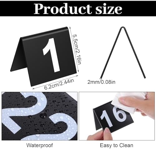 50Pcs Black Table Number Tents 1-50 Restaurant Table Numbers for Wedding Party Food Service - Image 2