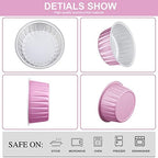 200 Pack Aluminum Cupcake Liners with Lids,Pink,Plain - Image 3