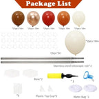 2 Sets Neutral Brown Beige Balloon Column Kit, Retro Ivory Champagne Latex Balloon Tower with Hexagonal Water Base, Boho Style Decor for Baby Shower Birthday Party - Image 4