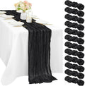 Black 12 Pcs Cheesecloth Table Runner 10FT Gauze Fabric Boho Cheese Cloth Table Runner Decoration Rustic Semi Sheer Runner for Wedding Birthday Baby Bridal Shower Party Table (35 x 120 Inches Long) by Sunnyline