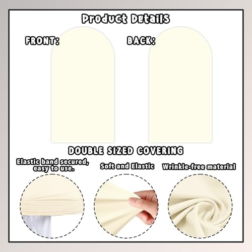Set of 2 Arch Backdrop Covers Cream Black(7.2Ft, 6Ft), 2-Sided Spandex Fitted Round Top Chiara Arch Backdrop Stand Covers for Baby Shower Wedding Birthday Party Decor Supplies (Only Cover) - Image 6