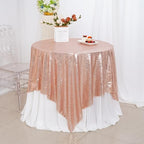 Poise3EHome Rose Gold Sequin Tablecloth 90×90 Inch Square Sequin Fabric Table Cover Overlay for Baby Shower Birthday Party Wedding Holiday Cake Table Decoration - Image 4