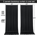 10x10ft Black Backdrop Curtain for Wedding Parties Wrinkle Free Fabric Black Drapes Backdrop Decoration for Baby Shower Birthday Photography Decoration 2 Panels, 5ft x 10ft - Image 5