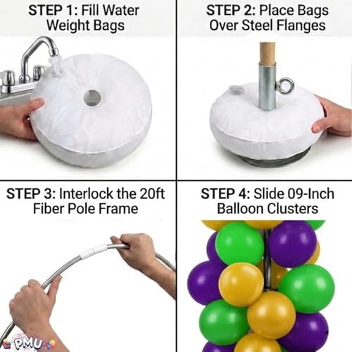Balloon Arch Deluxe DIY Professional Kit with Mardi Gras Gold, Green and Purple Balloons (1/Pkg) Pkg/1 - Image 6