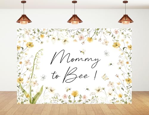 8x8ft Mommy to Bee Backdrop Bouquet Baby Shower Party Wildflower Honeycomb Floral Gender Reveal Sweet as Can Photography Background Party Banner Decorations Photo Studio Props by Unknown
