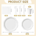 350 Pcs White Decagonal Disposable Party Supplies Set - 7" & 9" Paper Plates, 50 Cups, 150 Cutlery, 50 Napkins - Complete Party Kit for Wedding, Baby Shower, Birthday - Image 4
