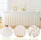 gogoparti 6 Pack Spandex Ivory Fitted Table Cloth for 6ft Rectangle Tables Ivory Stretch Tablecloth Banquet Table Covers Skirt Wrinkle Free Tablecloths for Parties Wedding - Image 5