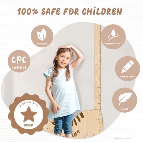 Personalized Name Kids Height Wall Chart - Cat Wood Height Chart - Image 3