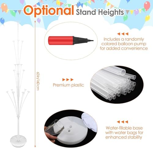 Aneco 4 Set Balloon Stand Kit with Base Pole Water Bag for Floor, 63 Inch Balloon Tower Backdrop Decoration Sesame Street Party Baby Shower Gender Reveal Birthday Wedding Decorations, Only White Stand - Image 4